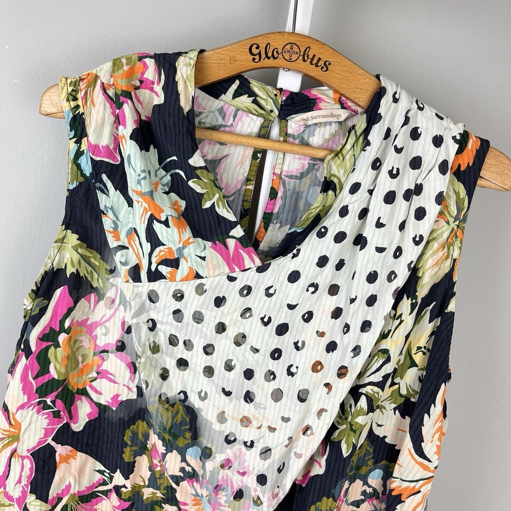 Soft Surroundings Flor de Pluma Drapey Tank Top Blouse Womens M‎ Floral Viscose